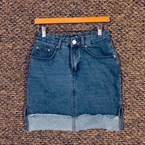Denim step hem skirt